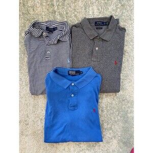 LOT (3) Size XL Polo Ralph Lauren Short Sleeve Shirt Polos Pony Blue Gray